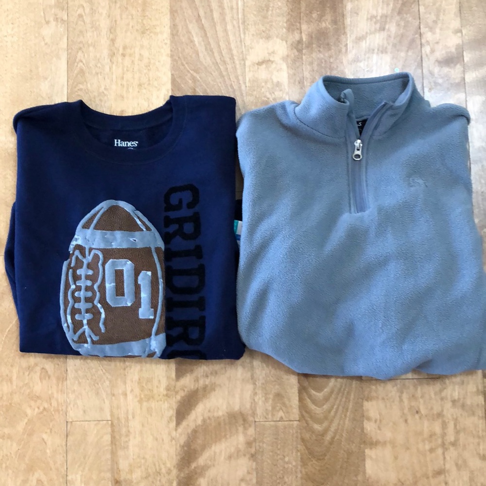 2 boys size 10-12 sweatshirt, 1/4 zip pullover